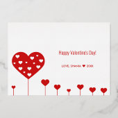 Gelukkig Valentijnsdag roodwitte harten Folie Feestdagenkaart (Achterkant)