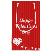 Gelukkig Valentijnsdag roodwitte harten Klein Cadeauzakje (Voorkant)