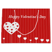 Gelukkig Valentijnsdag roodwitte harten Large Cadeautasje (Voorkant)