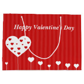 Gelukkig Valentijnsdag roodwitte harten Large Cadeautasje (Achterkant)