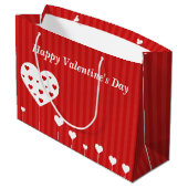 Gelukkig Valentijnsdag roodwitte harten Large Cadeautasje (Achterkant Gekanteld)
