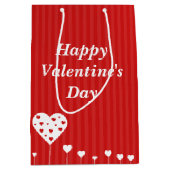 Gelukkig Valentijnsdag roodwitte harten Medium Cadeauzakje (Voorkant)