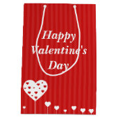 Gelukkig Valentijnsdag roodwitte harten Medium Cadeauzakje (Achterkant)