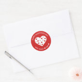 Gelukkig Valentijnsdag roodwitte harten Ronde Sticker (Envelop)