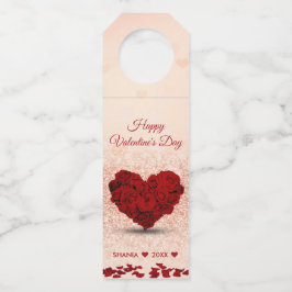 Gelukkig Valentijnsdag Roos Heart Bouquet Flessenhanger