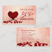 Gelukkig Valentijnsdag Roos Heart Bouquet Kortingskaartje (Voorkant / Achterkant)