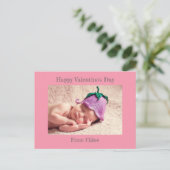 Gelukkig Valentijnsdag | Roze Baby Foto Briefkaart (Staand voorkant)