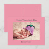 Gelukkig Valentijnsdag | Roze Baby Foto Briefkaart (Voorkant / Achterkant)