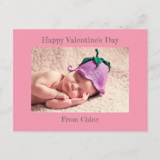 Gelukkig Valentijnsdag | Roze Baby Foto Briefkaart (Voorkant)