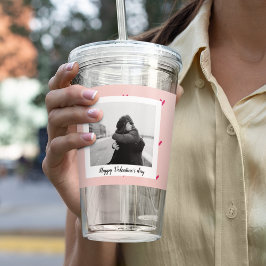 Gelukkig Valentijnsdag | Roze en rood hart | Cadea Acryl Drinkbeker