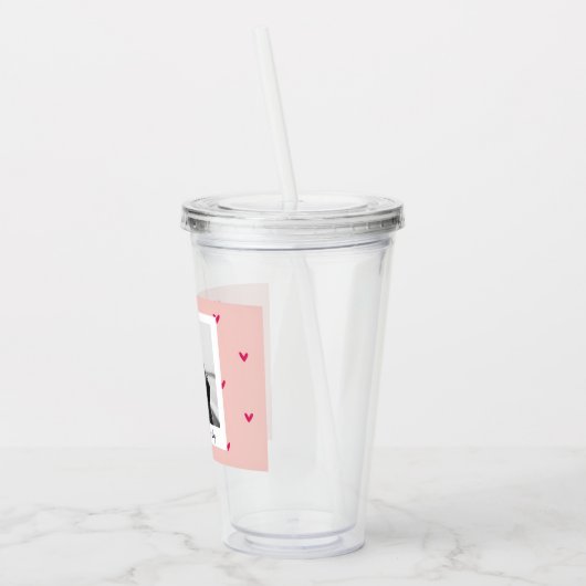 Gelukkig Valentijnsdag | Roze en rood hart | Cadea Acryl Drinkbeker (Links)