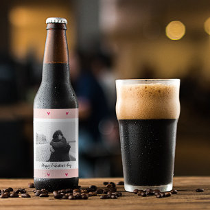 Gelukkig Valentijnsdag Roze en rood hart Cadea Bier Etiket