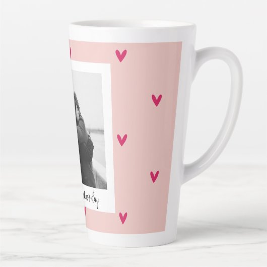 Gelukkig Valentijnsdag | Roze en rood hart | Cadea Latte Mok (Rechts)