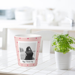 Gelukkig Valentijnsdag   Roze en rood hart   Cadea Latte Mok
