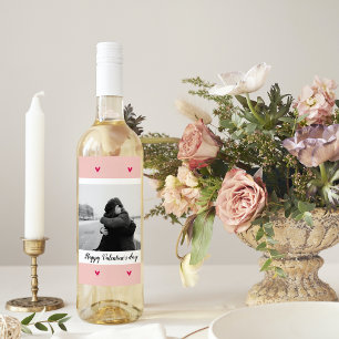 Gelukkig Valentijnsdag   Roze en rood hart   Cadea Wijn Etiket
