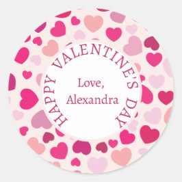 Gelukkig Valentijnsdag Roze hart Ronde Sticker