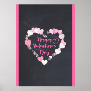 Gelukkig Valentijnsdag Roze harten Poster