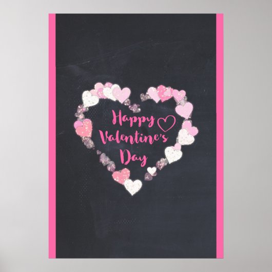 Gelukkig Valentijnsdag Roze harten Poster (Voorkant)
