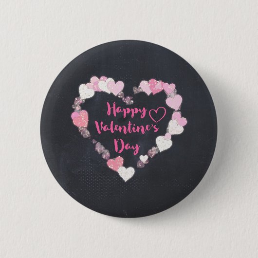 Gelukkig Valentijnsdag Roze harten Ronde Button 5,7 Cm (Voorkant)