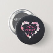 Gelukkig Valentijnsdag Roze harten Ronde Button 5,7 Cm (Voorkant /achterkant)