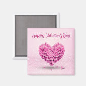 Gelukkig Valentijnsdag roze loffend hyacinth Heart Magneet (Voorkant / Achterkant)