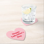 Gelukkig Valentijnsdag roze rode moderne typografi Kartonnen Onderzetters<br><div class="desc">Happy Valentijnsdag roze rood moderne typografie party hart papier onderzetters. Verkrijgbaar in verschillende vormen en stijlen. Volledig aanpasbare rode tekst op roze effen achtergrond. Je kan het personaliseren en in plaats daarvan Happy Galentine's Day schrijven.</div>
