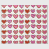 Gelukkig Valentijnsdag roze rode suikerkoekjes Cadeaupapier (Vlak)