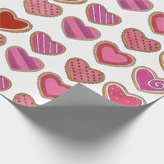Gelukkig Valentijnsdag roze rode suikerkoekjes Cadeaupapier (Hoek)
