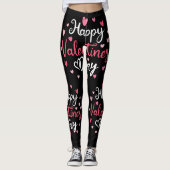 Gelukkig valentijnsdag roze roze hartspatroon leggings (Voorkant)