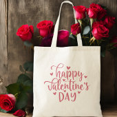 Gelukkig Valentijnsdag roze script en hart Tote Bag