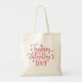 Gelukkig Valentijnsdag roze script en hart Tote Bag (Voorkant)
