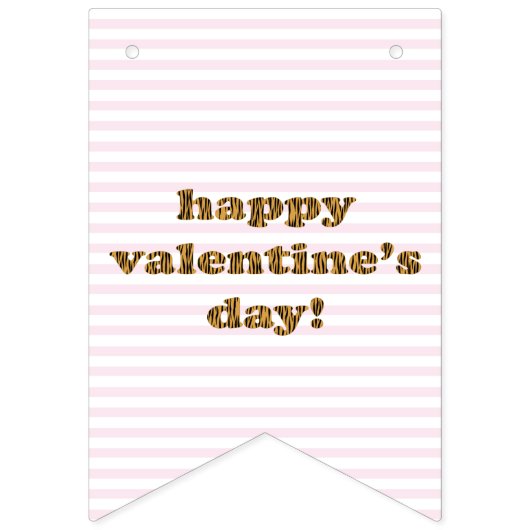 Gelukkig Valentijnsdag | Roze strips en tijgerafdr Vlaggetjes (Tweede vlag)