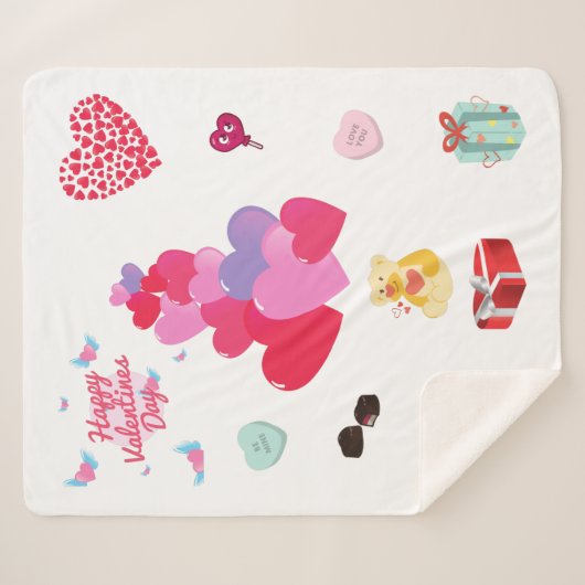 Gelukkig Valentijnsdag Sherpa Fleece Blanket. Sherpa Deken (Voorkant (horizontaal))