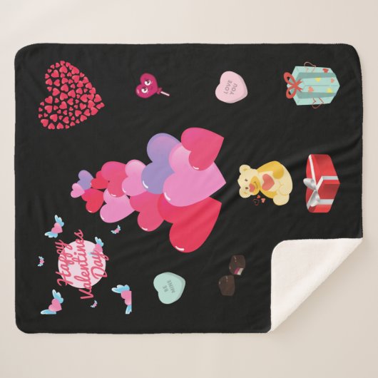 Gelukkig Valentijnsdag Sherpa Fleece Blanket. Sherpa Deken (Voorkant (horizontaal))