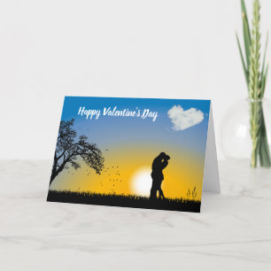 Gelukkig Valentijnsdag Silhouet paar Feestdagen Kaart