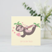 Gelukkig Valentijnsdag Sloth Hearts Birthday Kaart (Staand voorkant)