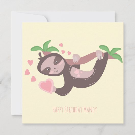 Gelukkig Valentijnsdag Sloth Hearts Birthday Kaart (Voorkant)