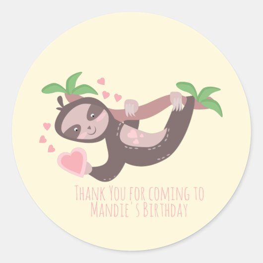 Gelukkig Valentijnsdag Sloth Hearts Birthday Ronde Sticker (Voorkant)
