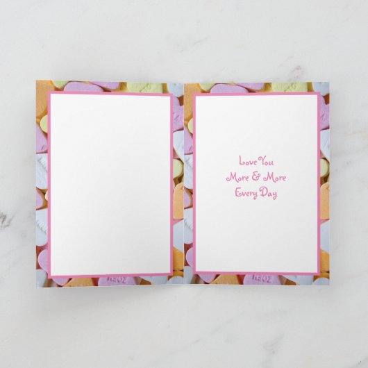 Gelukkig Valentijnsdag Snoep Hartjes Fotokaart Kaart (Binnen)