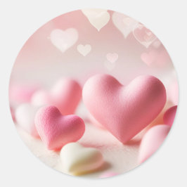 Gelukkig Valentijnsdag sticker met roze harten