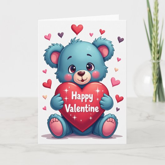 Gelukkig Valentijnsdag Teddybeer Kaart (Voorkant)