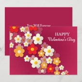 Gelukkig Valentijnsdag | Valentijn voorjaarsbloeme Feestdagenkaart (Voorkant / Achterkant)