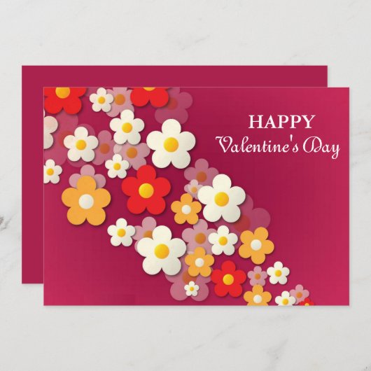 Gelukkig Valentijnsdag | Valentijn voorjaarsbloeme Feestdagenkaart (Voorkant / Achterkant)