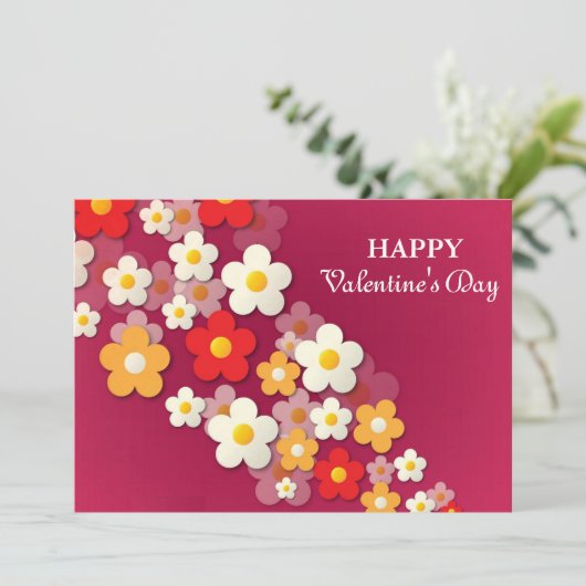 Gelukkig Valentijnsdag | Valentijn voorjaarsbloeme Feestdagenkaart (Staand voorkant)