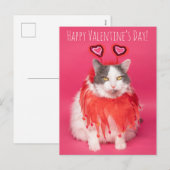 Gelukkig Valentijnsdag Warm en Fuzzy Cat Feestdagenkaart (Voorkant / Achterkant)