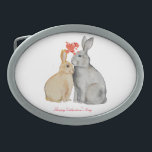 Gelukkig Valentijnsdag waterverf bunnies Gesp<br><div class="desc">Happy Valentijnsdag waterverf bunnies met hart</div>