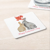 Gelukkig Valentijnsdag waterverf bunnies Kartonnen Onderzetters (Schuin)