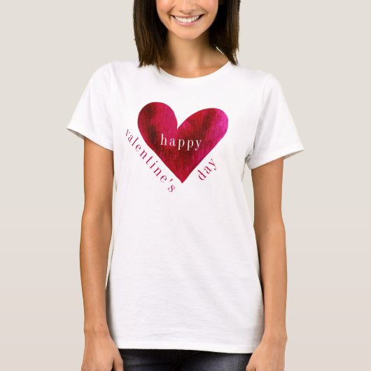 Gelukkig Valentijnsdag | Waterverf hart T-shirt (Voorkant)