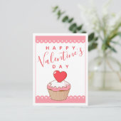 Gelukkig Valentijnsdag | Zoete Valentijn Cupcake Briefkaart (Staand voorkant)