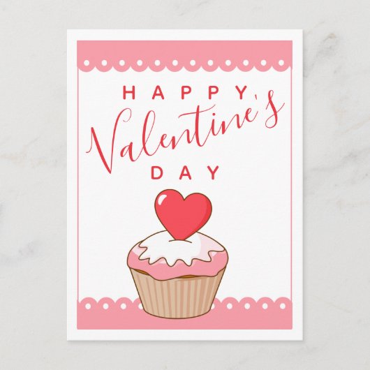 Gelukkig Valentijnsdag | Zoete Valentijn Cupcake Briefkaart (Voorkant)
